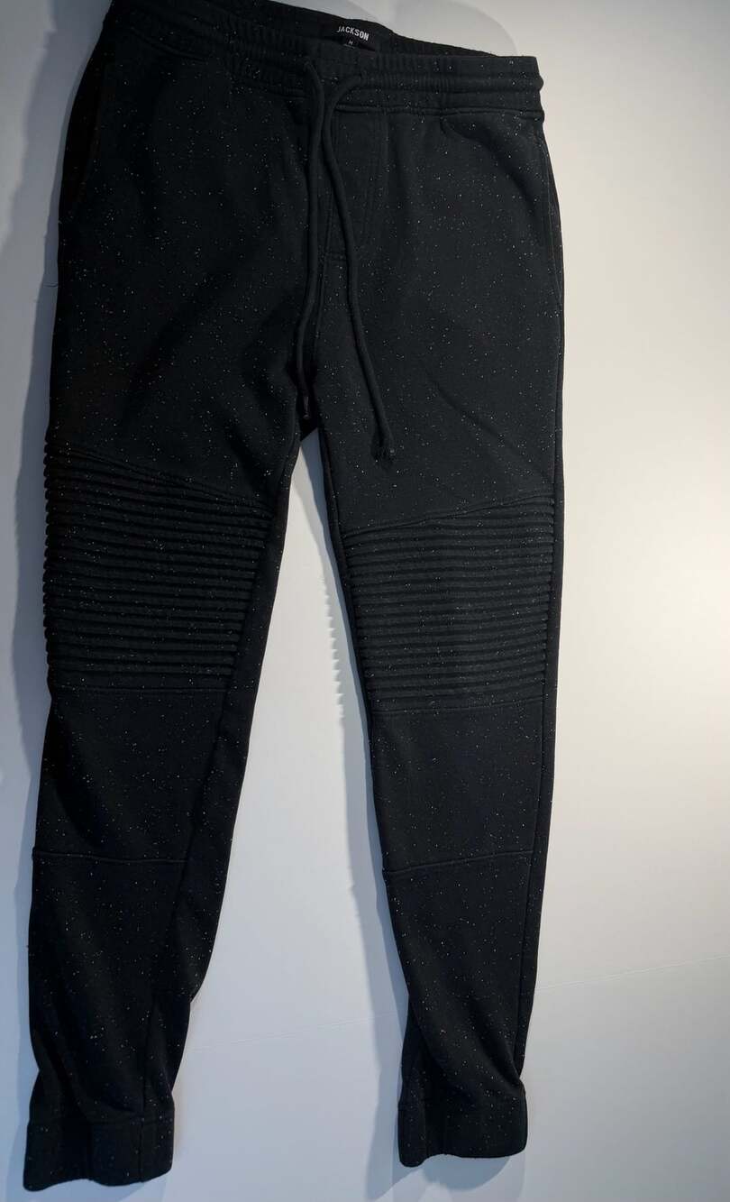 Jackson Black Speckled Moto Jogger Sweatpants Medium
